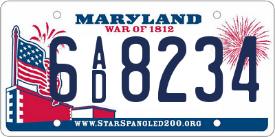 MD license plate 6AD8234