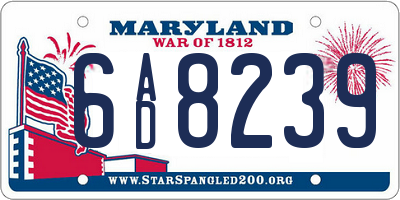 MD license plate 6AD8239