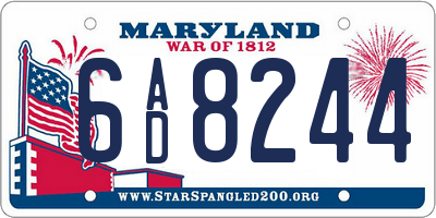 MD license plate 6AD8244