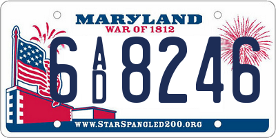 MD license plate 6AD8246