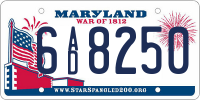 MD license plate 6AD8250