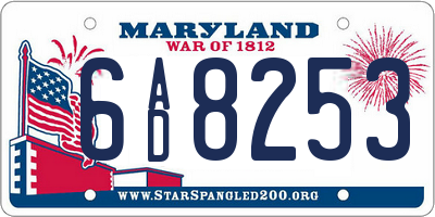 MD license plate 6AD8253