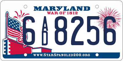 MD license plate 6AD8256