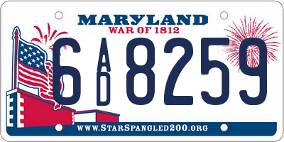 MD license plate 6AD8259
