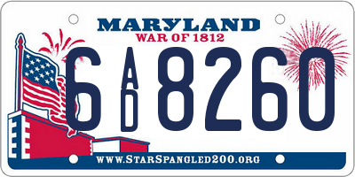 MD license plate 6AD8260