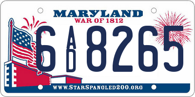 MD license plate 6AD8265