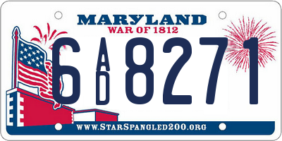 MD license plate 6AD8271