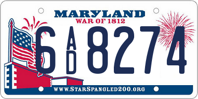 MD license plate 6AD8274
