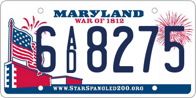 MD license plate 6AD8275