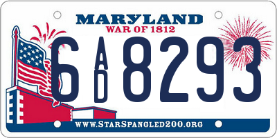 MD license plate 6AD8293