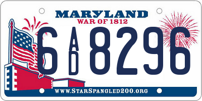MD license plate 6AD8296