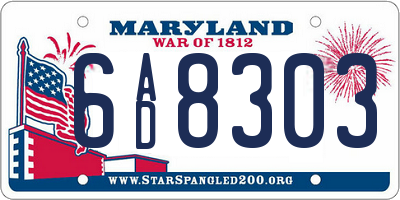 MD license plate 6AD8303