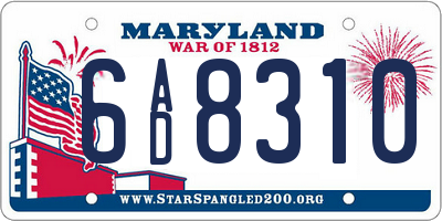 MD license plate 6AD8310