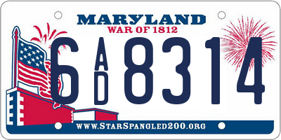 MD license plate 6AD8314