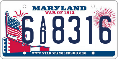 MD license plate 6AD8316