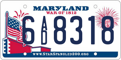 MD license plate 6AD8318