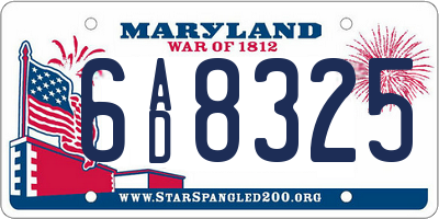 MD license plate 6AD8325