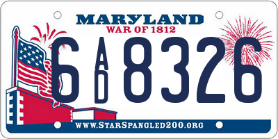 MD license plate 6AD8326
