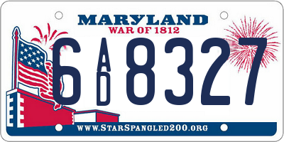 MD license plate 6AD8327
