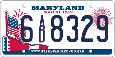 MD license plate 6AD8329