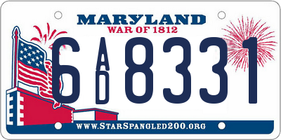 MD license plate 6AD8331