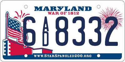 MD license plate 6AD8332