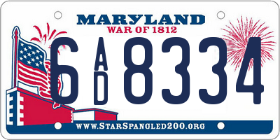 MD license plate 6AD8334