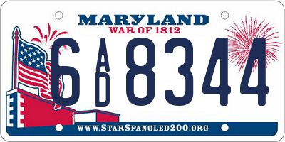 MD license plate 6AD8344