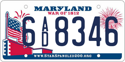 MD license plate 6AD8346