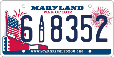 MD license plate 6AD8352