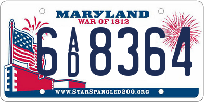 MD license plate 6AD8364