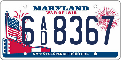 MD license plate 6AD8367