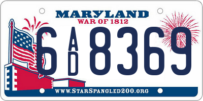 MD license plate 6AD8369