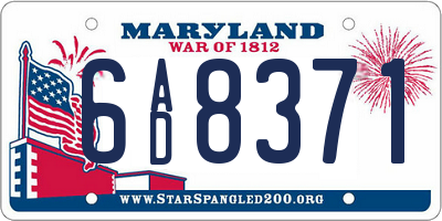 MD license plate 6AD8371