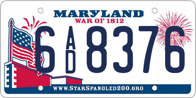 MD license plate 6AD8376