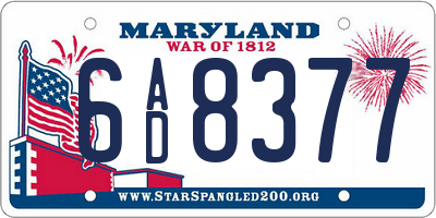 MD license plate 6AD8377