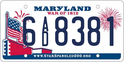 MD license plate 6AD8381