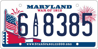 MD license plate 6AD8385
