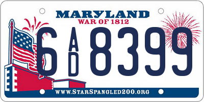 MD license plate 6AD8399