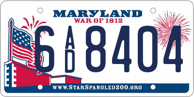 MD license plate 6AD8404