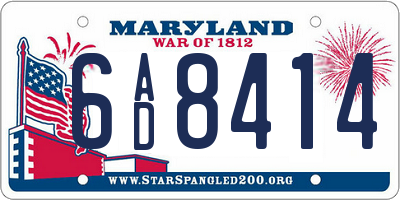 MD license plate 6AD8414