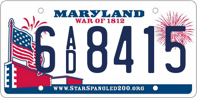 MD license plate 6AD8415