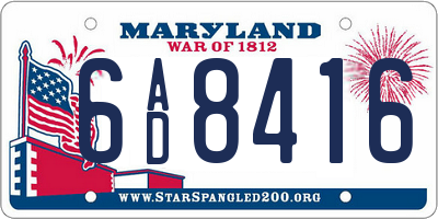 MD license plate 6AD8416