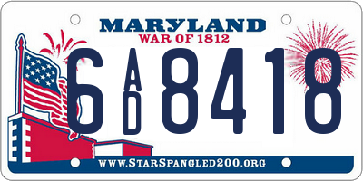 MD license plate 6AD8418