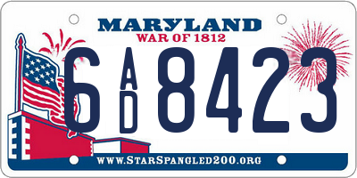 MD license plate 6AD8423