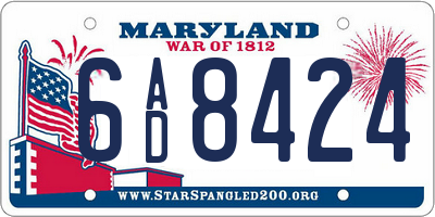 MD license plate 6AD8424