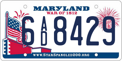 MD license plate 6AD8429