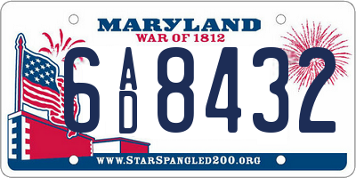 MD license plate 6AD8432