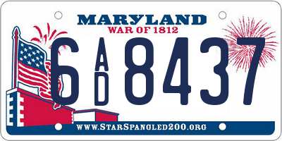 MD license plate 6AD8437