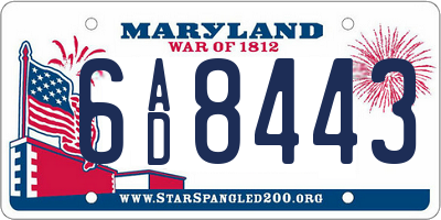 MD license plate 6AD8443
